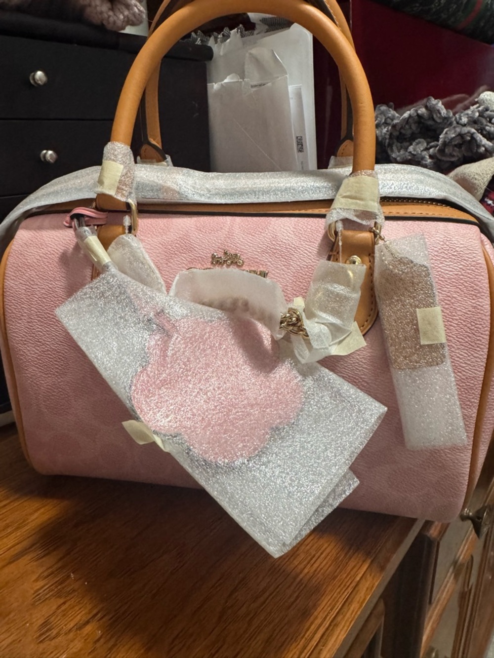 Coach Medium Rowan in Powder Pink Satchel Bag with Charms NWT